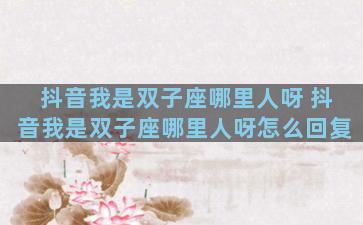 抖音我是双子座哪里人呀 抖音我是双子座哪里人呀怎么回复